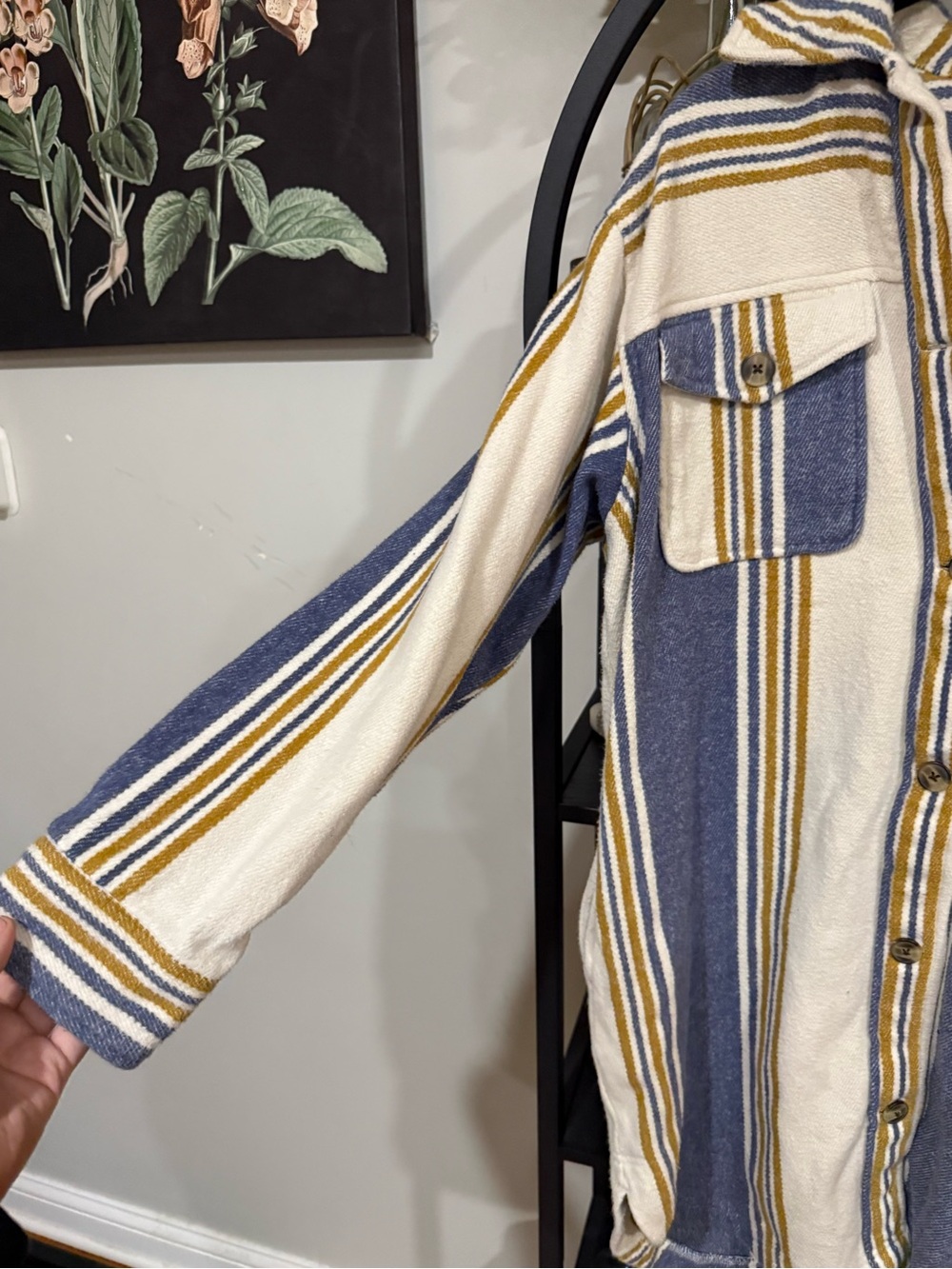 Aerie Oversized Striped Shirt Jacket | Blue & Cream | Size Medium | Shacket - Picture 3 of 12